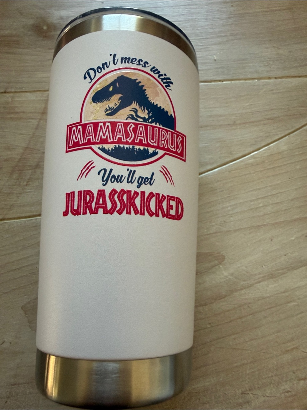 Mamasaurus White Stainless Travel Tumbler - Humorous Jurassic Design new